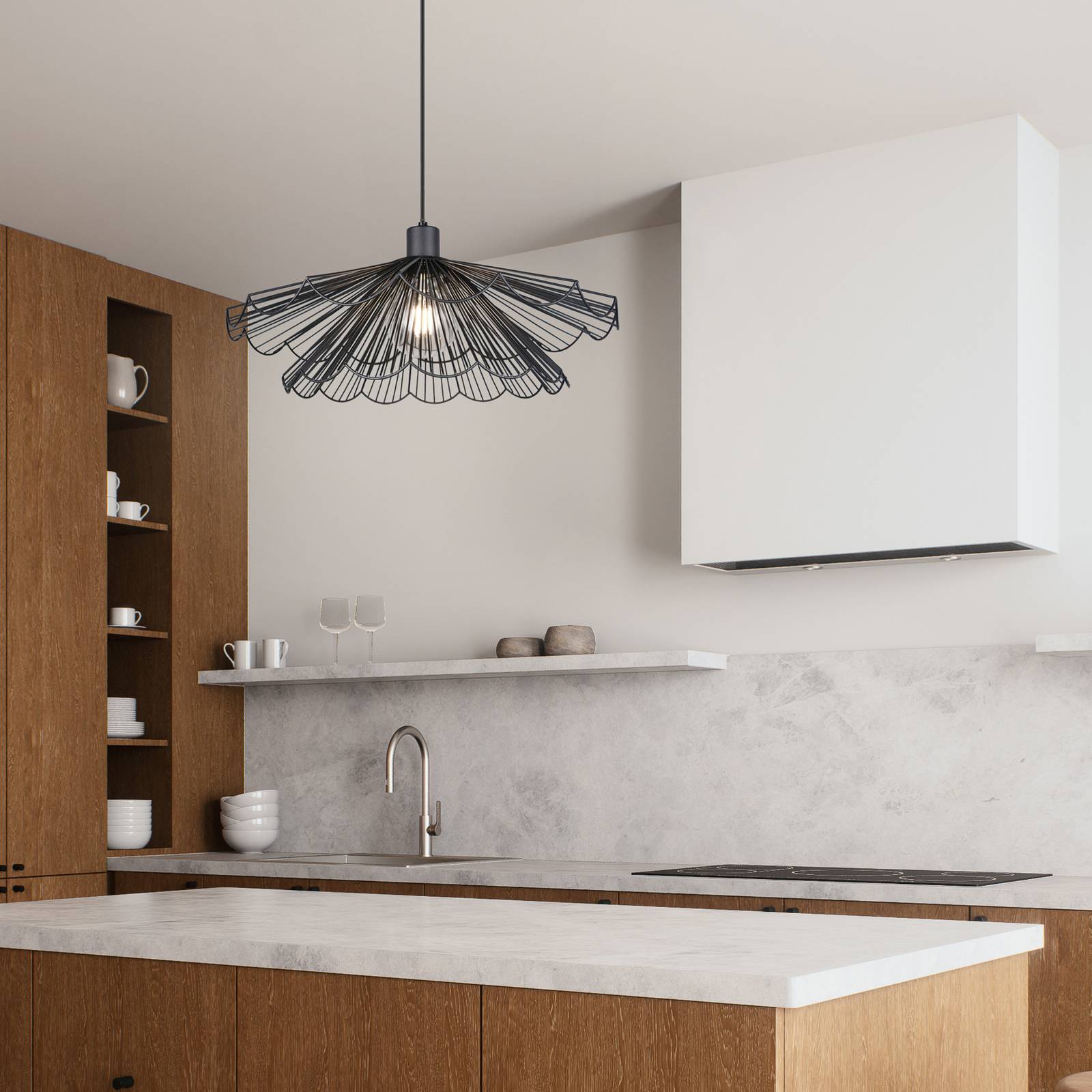 Pendelleuchte Margarita, Ø 50 cm, rund, schwarz, E27, Metall günstig online kaufen