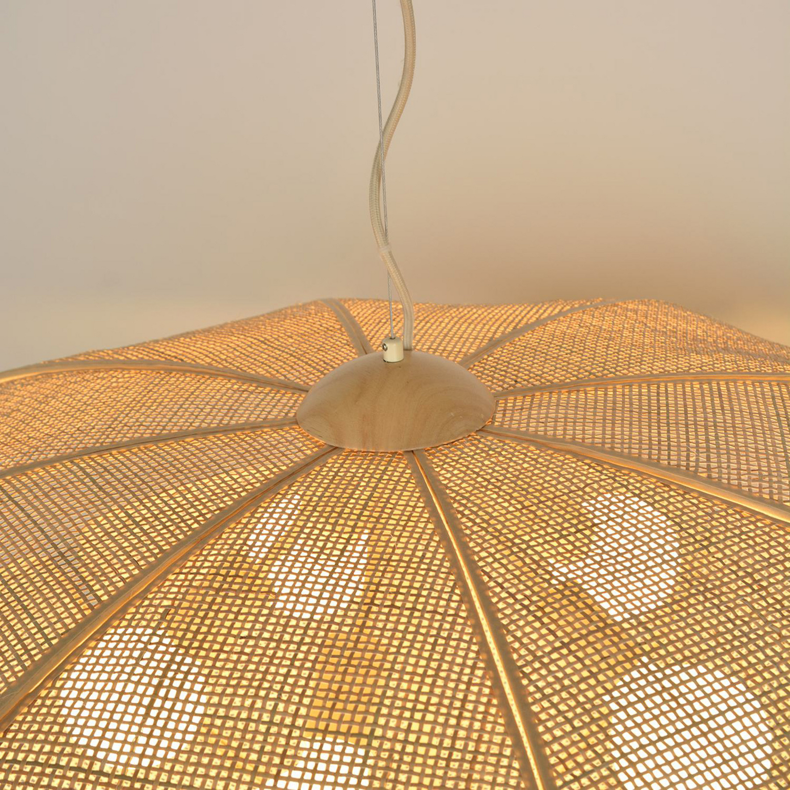 MARKET SET Hänglampa Coquillage, 110 cm, naturfärgad rotting
