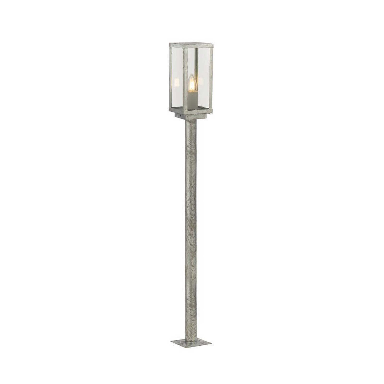 Außenleuchte Stehlampe Standleuchte Baustahl Glas klar silber verzinkt E27 90 cm