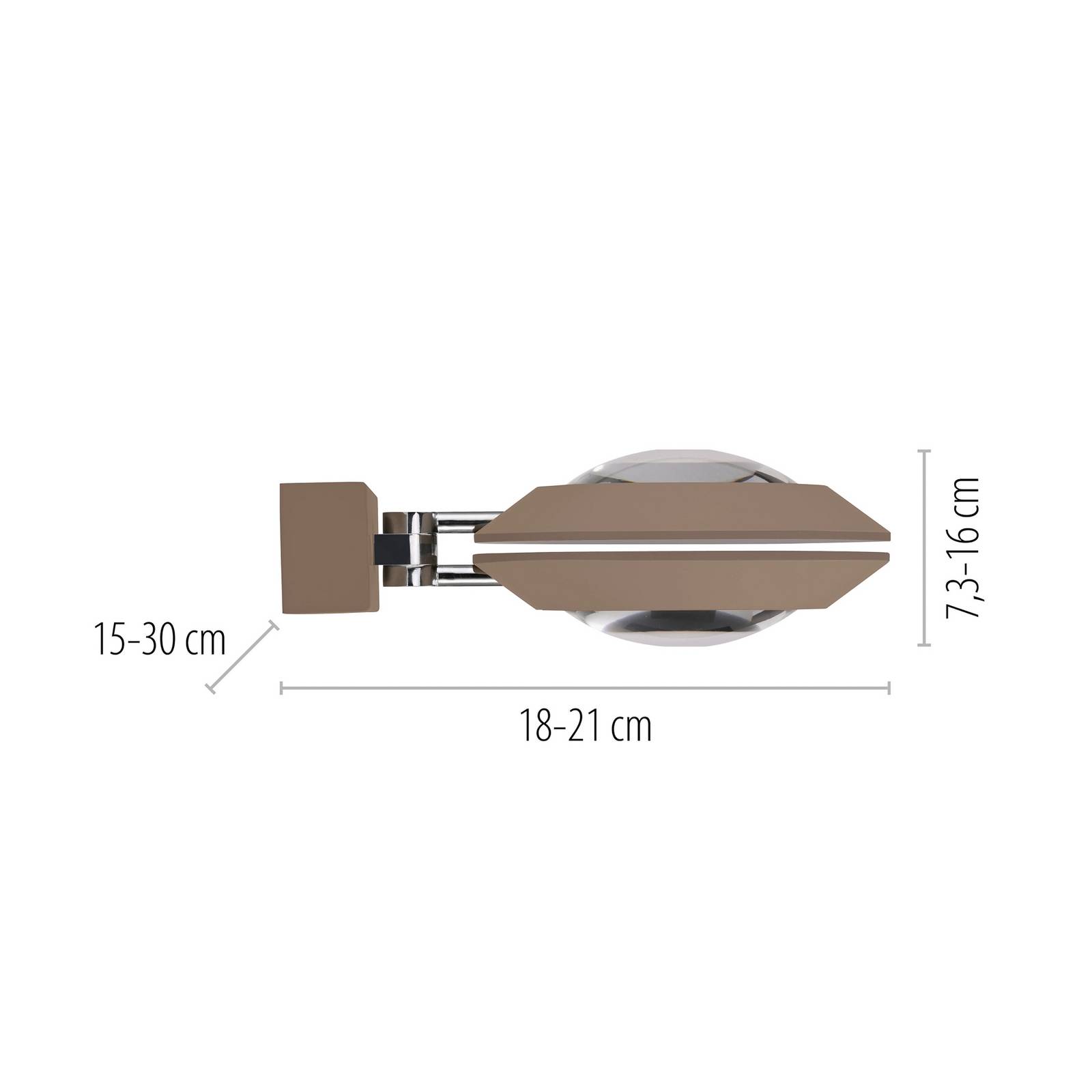 PURE LED-Wandlampe Oculis, bronzefarben 30 cm, Eisen, 2-flg. günstig online kaufen