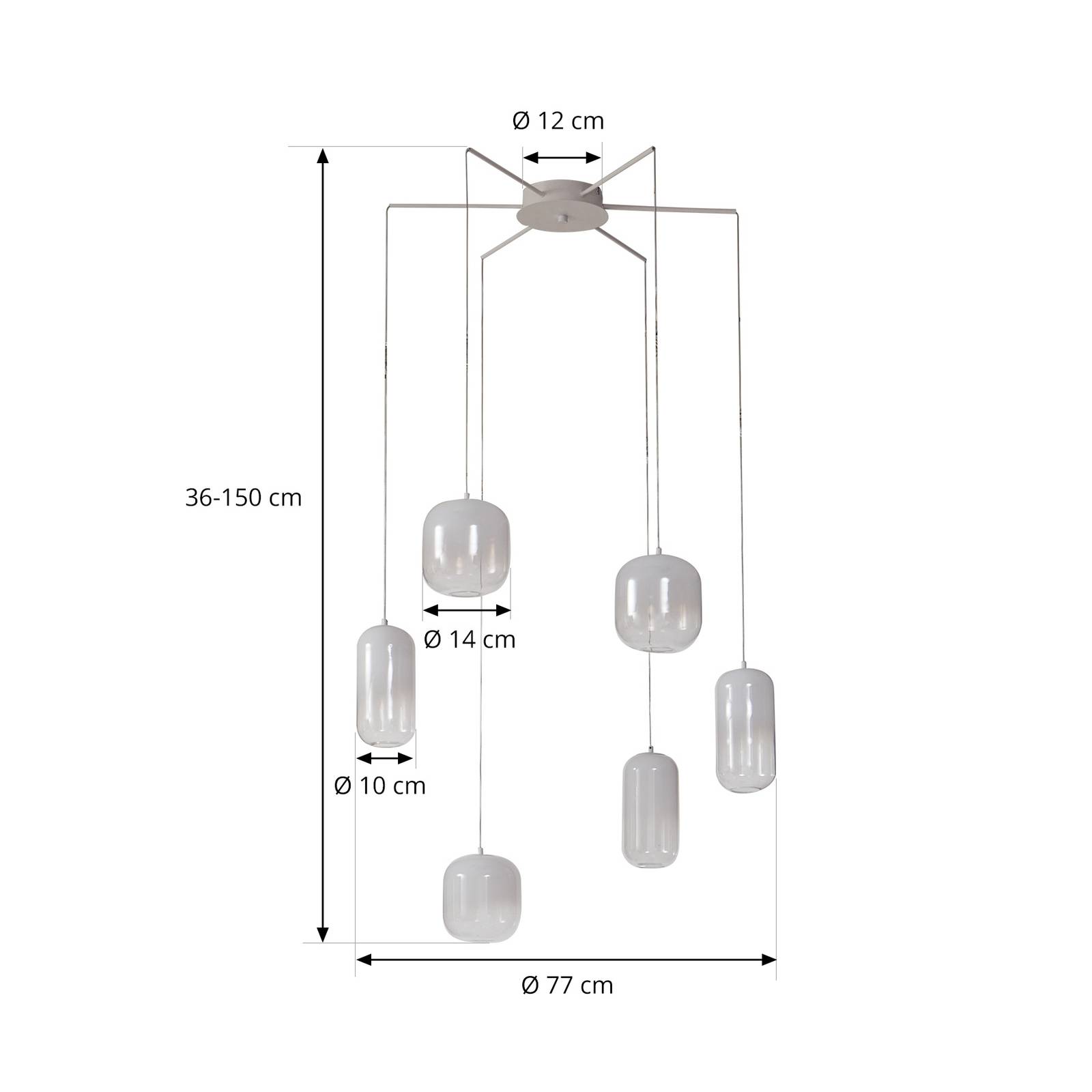 Lampa wisząca Lucande LED Avelina, biała, 6-punktowa