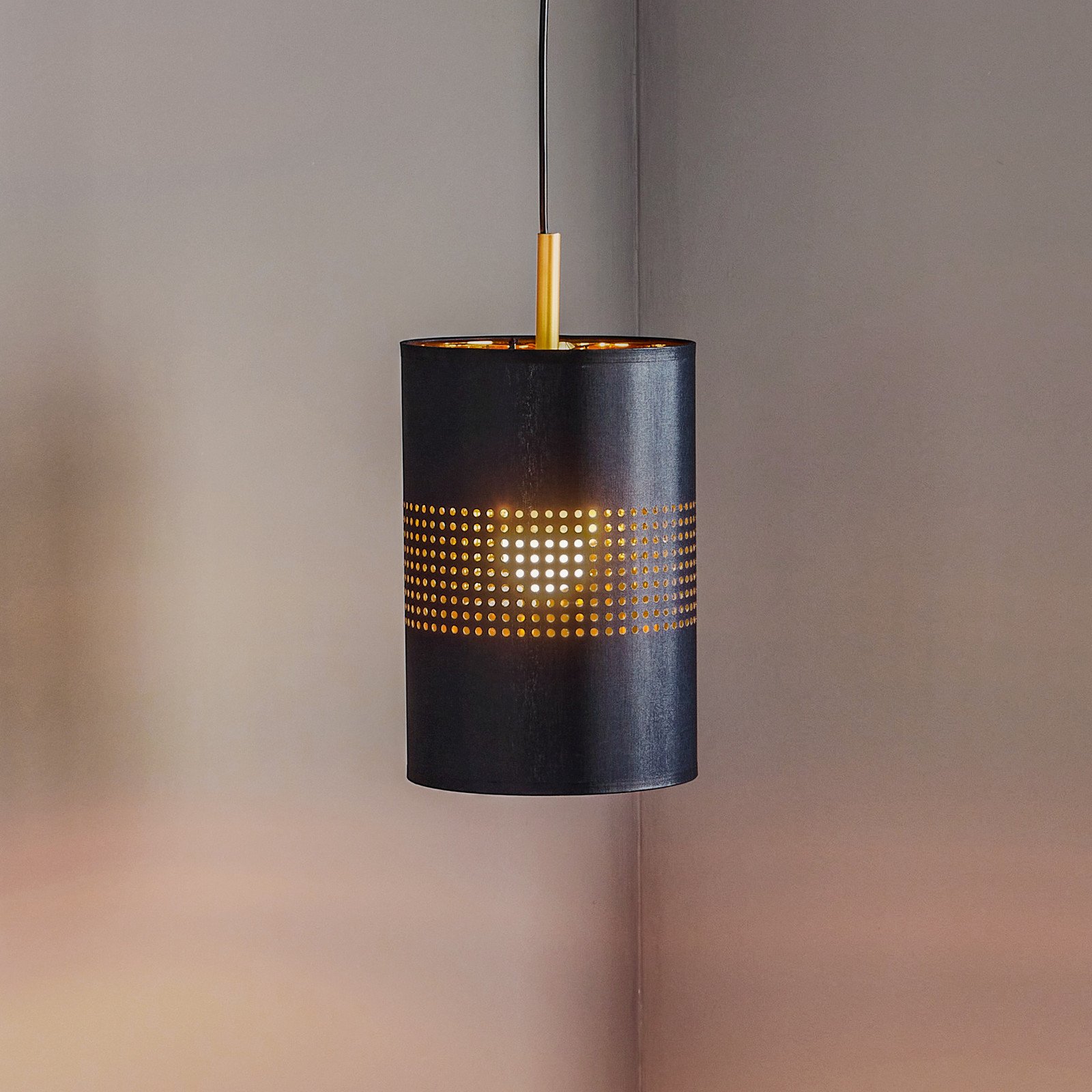 Euluna Lampă suspendată Bogart 1 bec negru/auriu - Camera de zi / sufragerie - modern - negru auriu - Metal