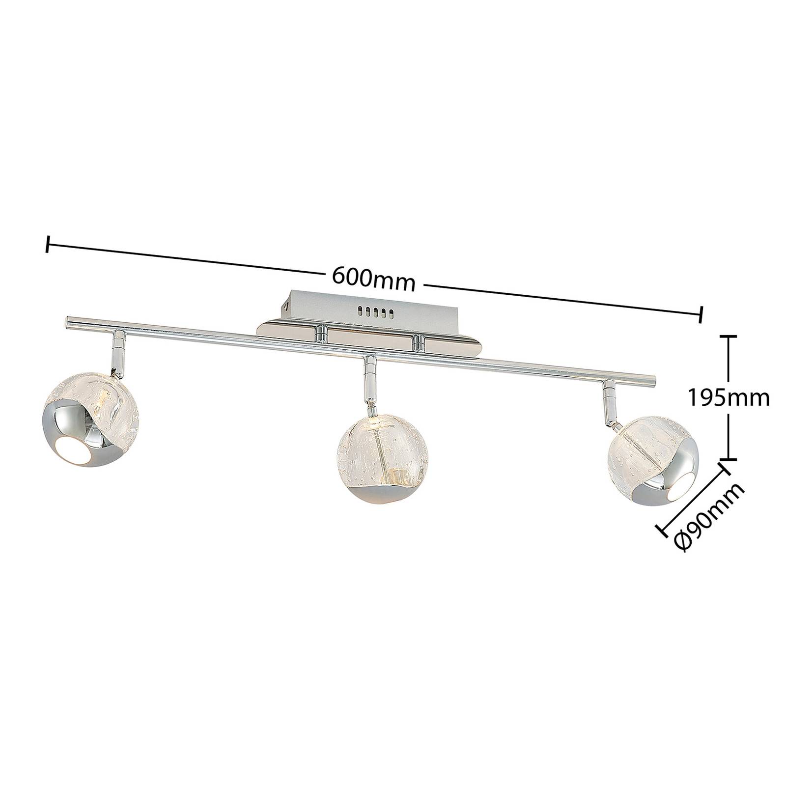 Lucande Kilio spot sufitowy LED, 3-punktowy, chrom