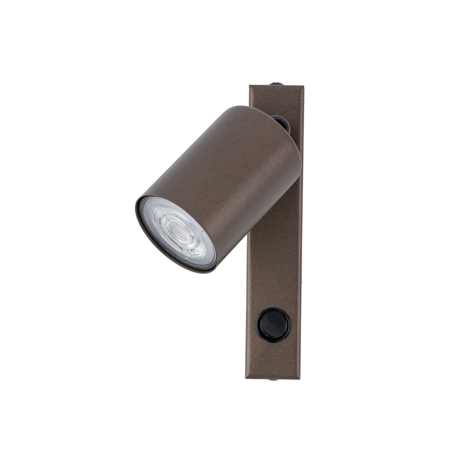 Wall spotlight Top, adjustable, switch, brown, 1-bulb