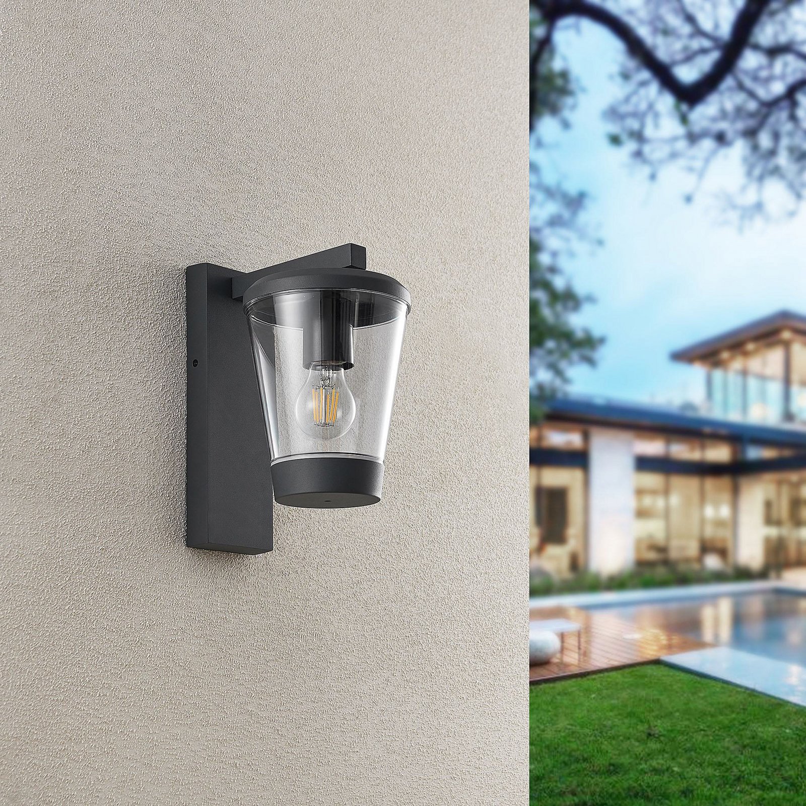 Āra sienas lampa CAVADO, antracīta krāsā, augstums 28 cm, IP44 Āra sienas lampa CAVADO, antracīta krāsā, augstums 28 cm, IP44