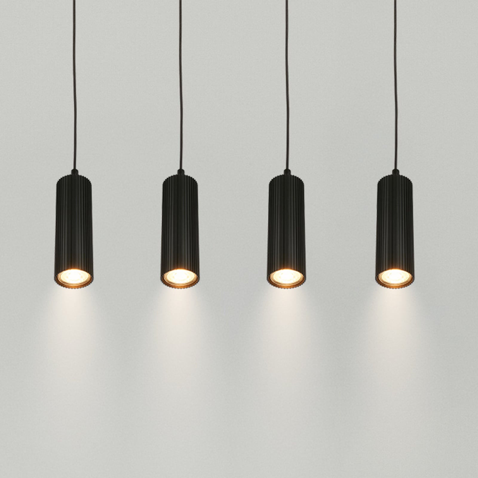 Suspension Ida, noire, à 4 lampes, longueur 76 cm, GU10 Suspension Ida, noire, à 4 lampes, longueur 76 cm, GU10