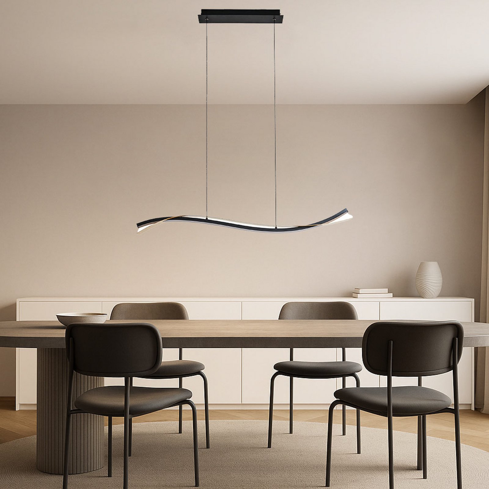 Lucande suspension LED Alevia, noir/or, CCT