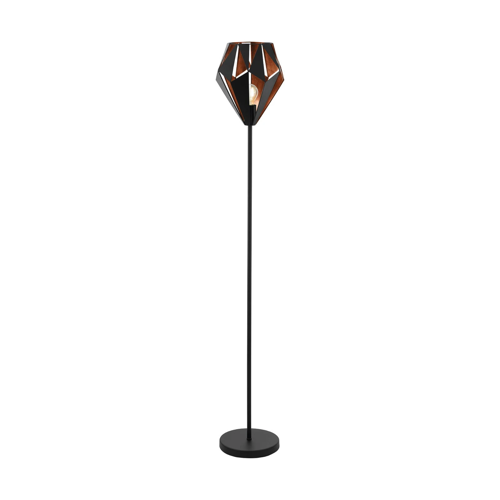 Stojací lampa Carlton z oceli, černá/měď