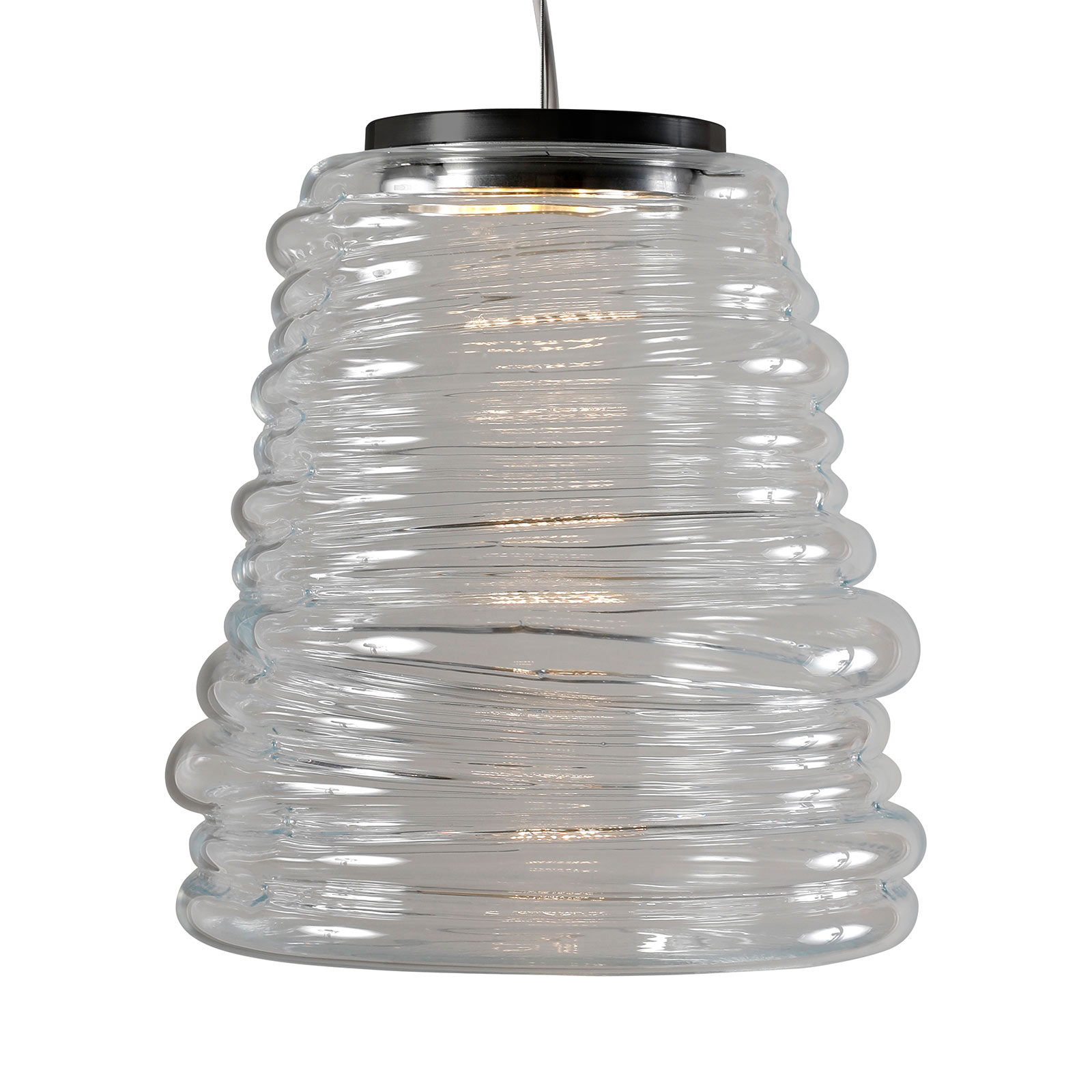 Karman Bibendum LED hanging light, Ø 30 cm, clear, for Living / Dining Room, glass, metal, 17 W, energy efficiency: A+, H: 35 cm