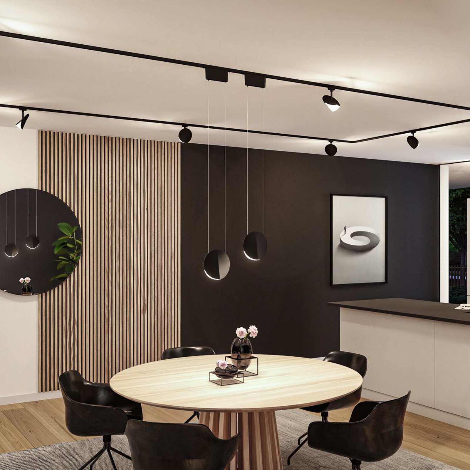 Paulmann URail pendant Alejandro black 4,000 K 3-step dimmable