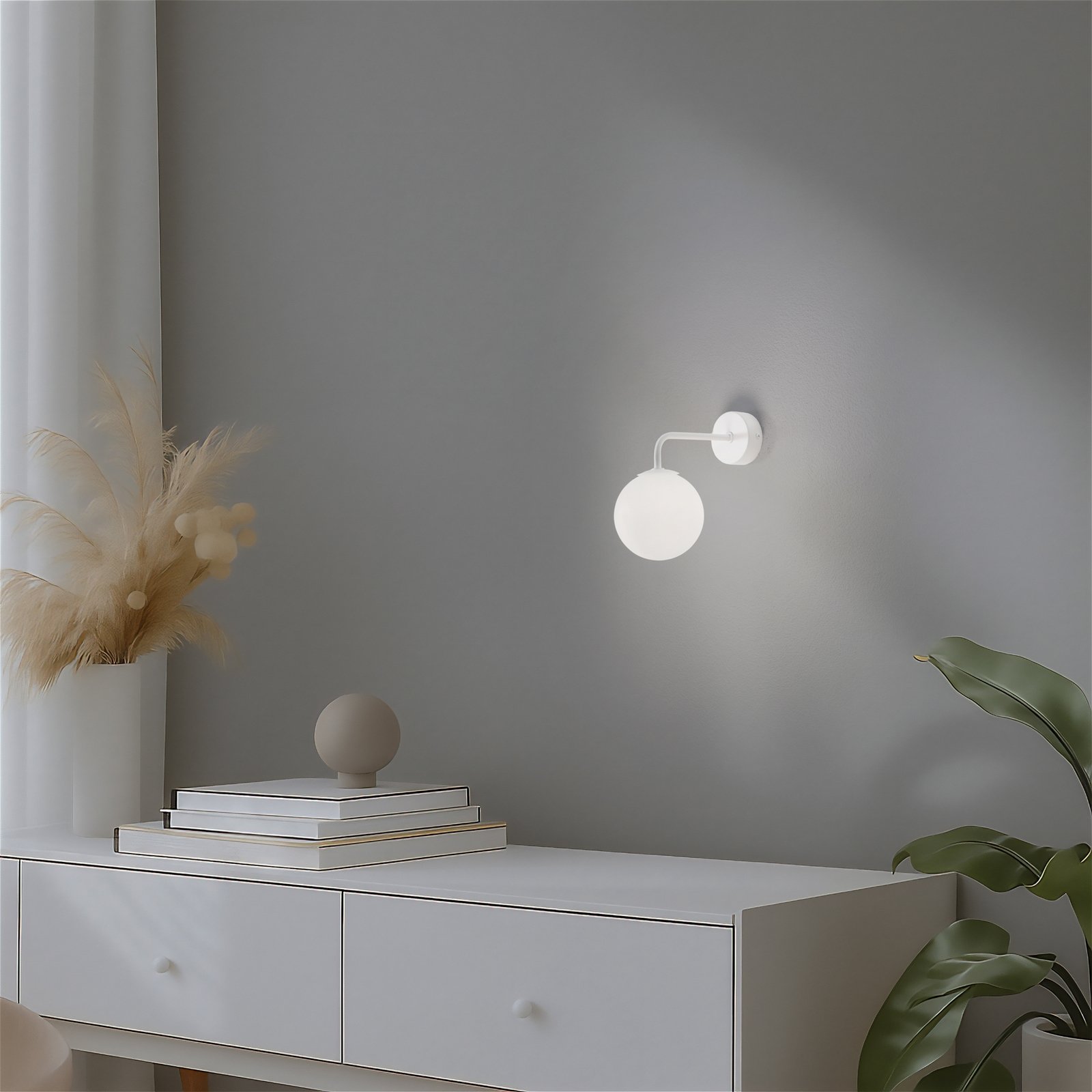 Wandlampe Astral, weiß, Ausladung 22 cm, Stahl/Glas