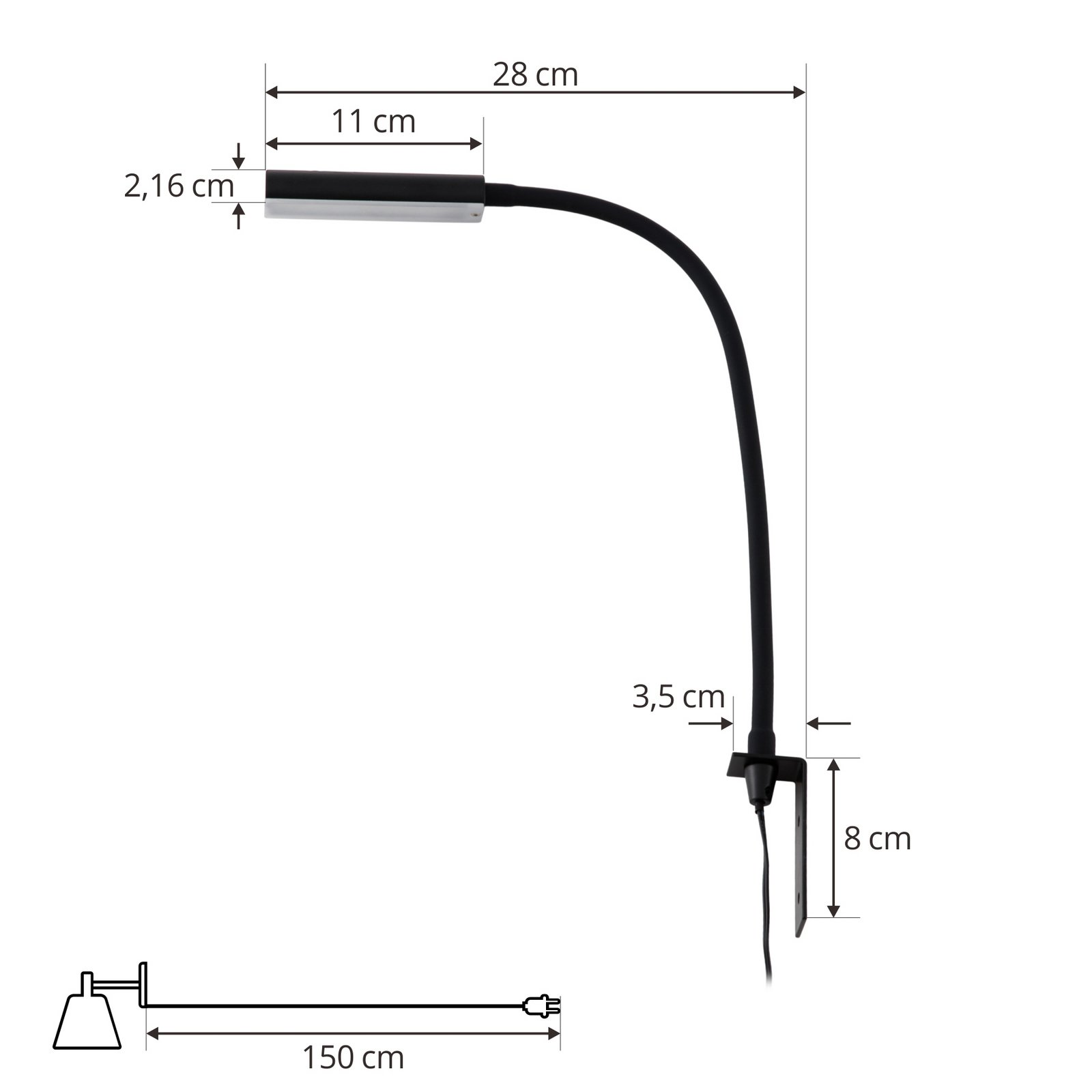 Flexola Square LED Fali Lámpa Black - Lindby
