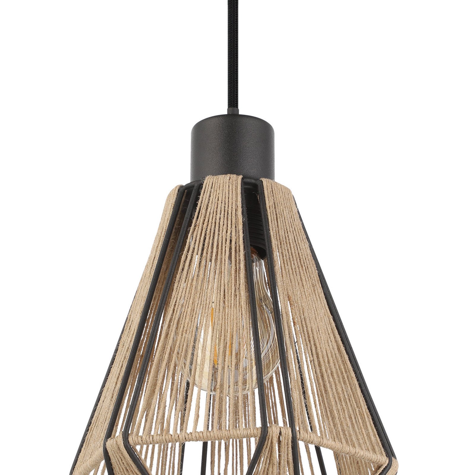 EGLO Adwickle suspendată 3 abajururi din fire naturale - Camera de zi / sufragerie - modern - bej negru - Țesătură / Textil