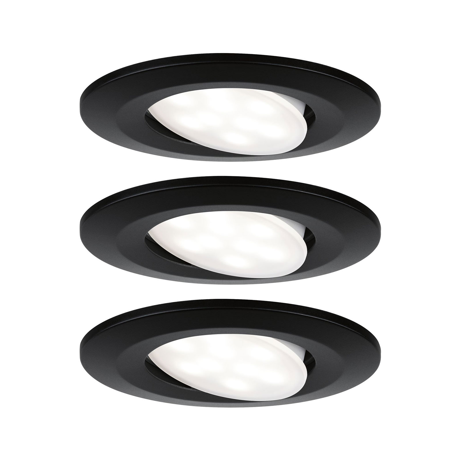 Paulmann Calla -LED-uppovalo 3 kpl, musta kääntyvä