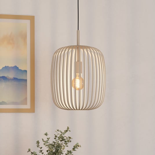 Hängeleuchte Romazzina, beige, Ø 33 cm, Metall, E27