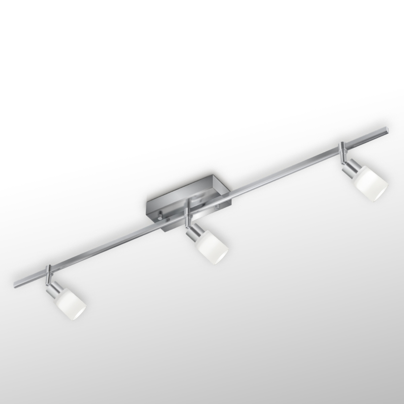 Knapstein LED ceiling light Siara, three-bulb, nickel, for Living / Dining Room, metal, glass, 4.5 W, energy efficiency: A+, L: 100 cm