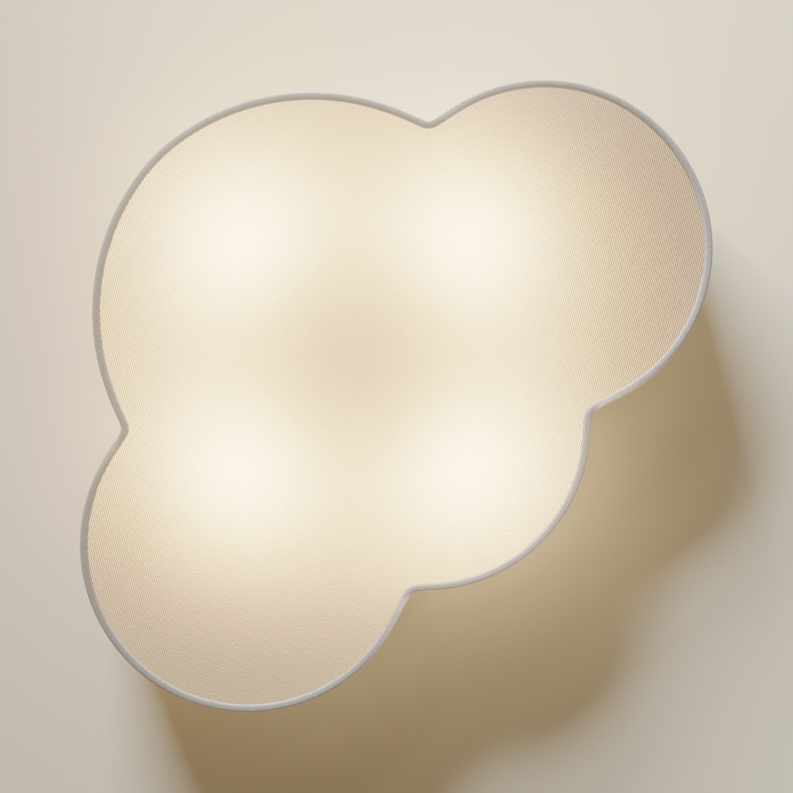 Cloud ceiling light made of textile, length 62 cm, white