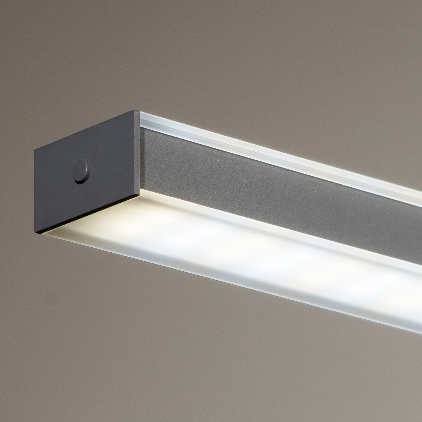 Lámpara colgante LED Valeno, gris, longitud 115 cm, CCT, regulador táctil