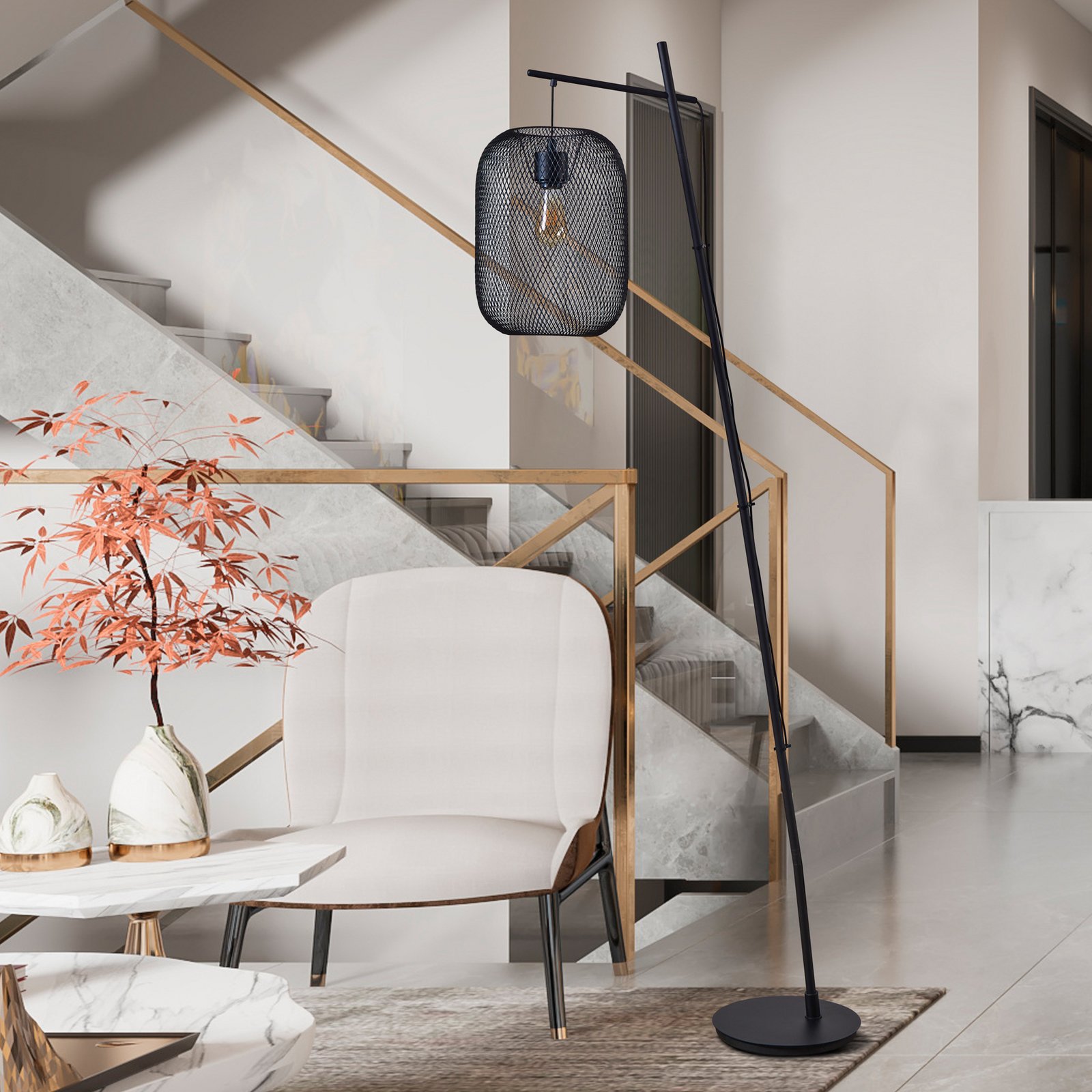 Stehleuchte Wrington, Höhe 194 cm, schwarz, Stahl