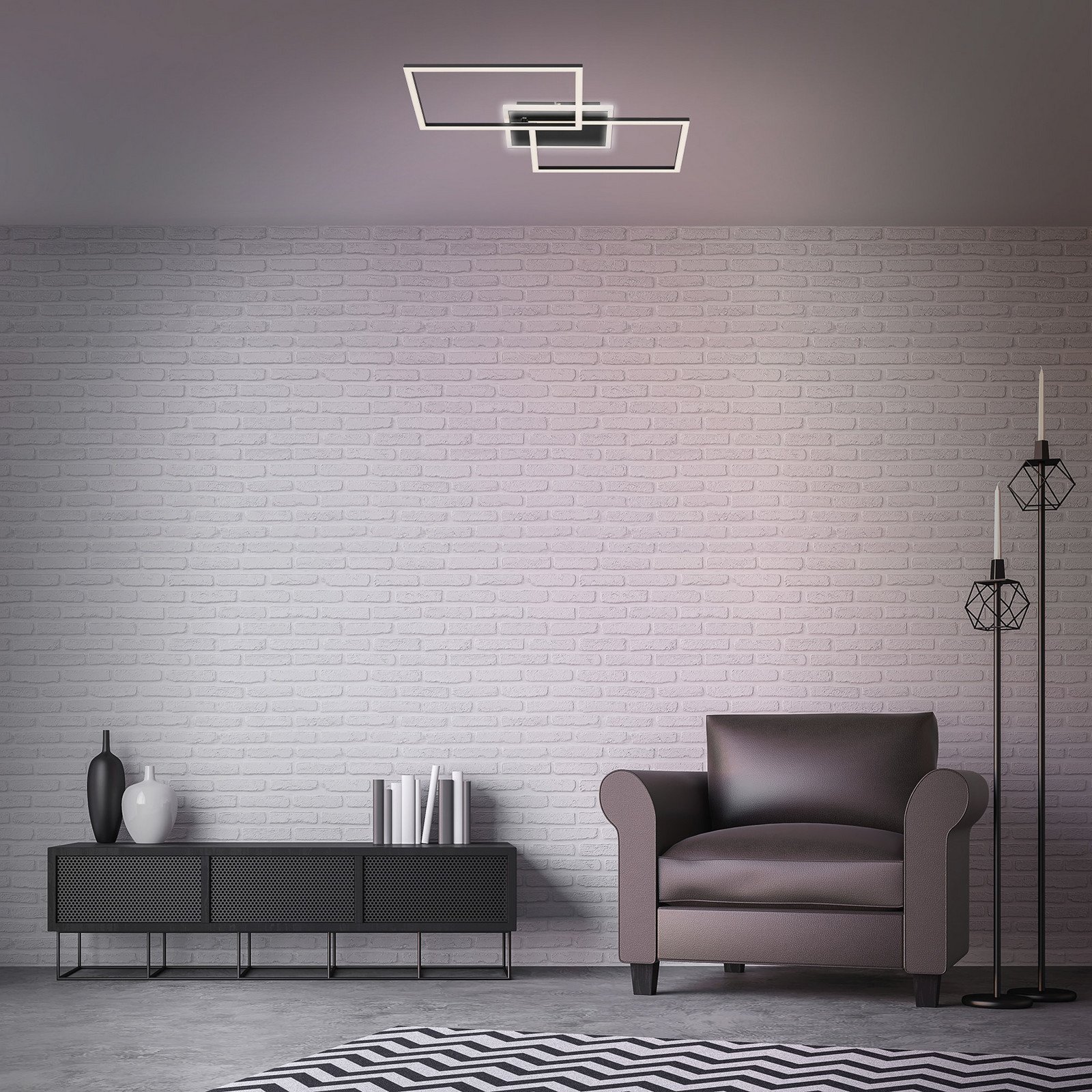 Briloner Frame plafonieră LED 2 surse CCT neagră - Camera de zi / sufragerie - modern - negru - Metal