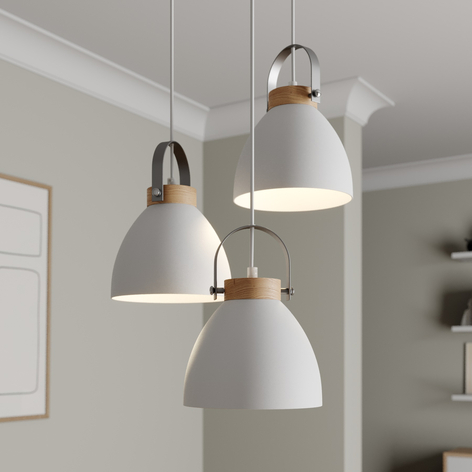 Suspension Bergen à 3 lampes, ronde, blanche