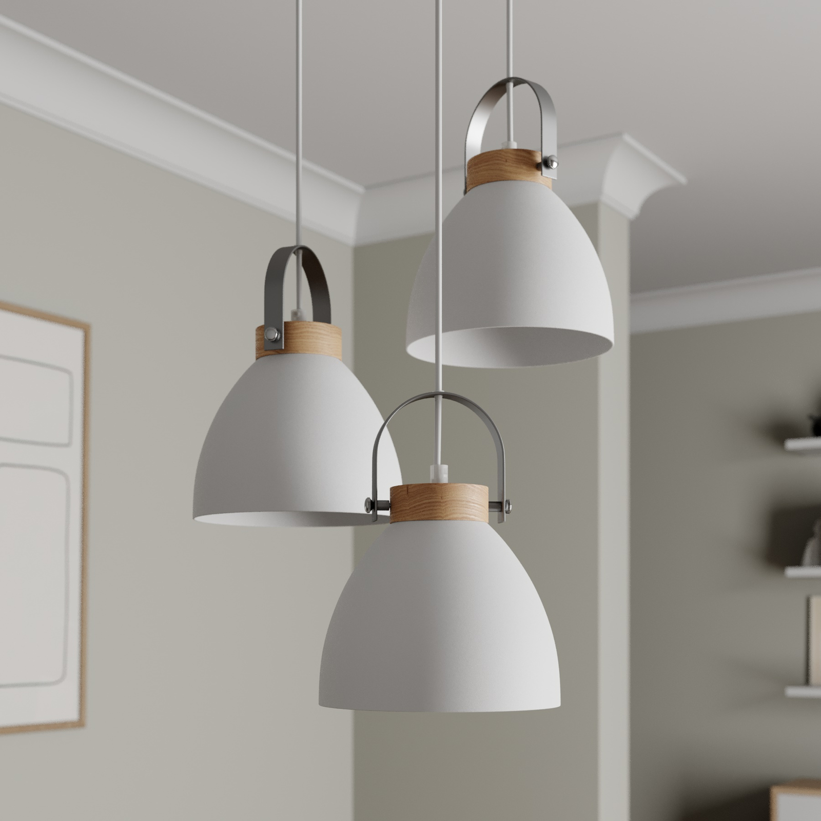 Hanglamp Bergen, 3-lamps, rond, wit