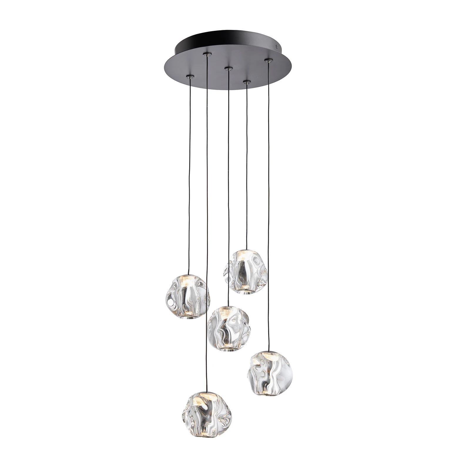 LOOM DESIGN LED viseče svetilo Ice Ball, krom/čista, 5 luči
