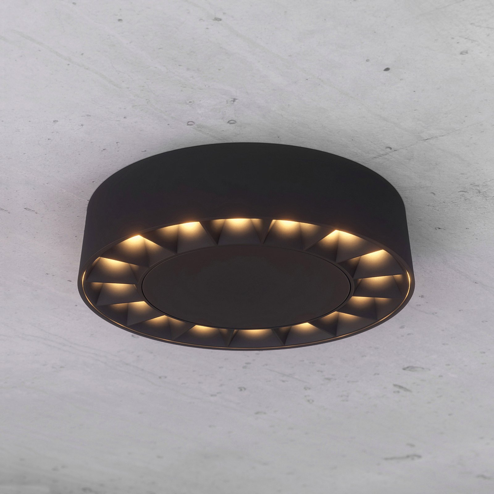 Lucande Kelissa LED-taklampe til bad, rund, svart