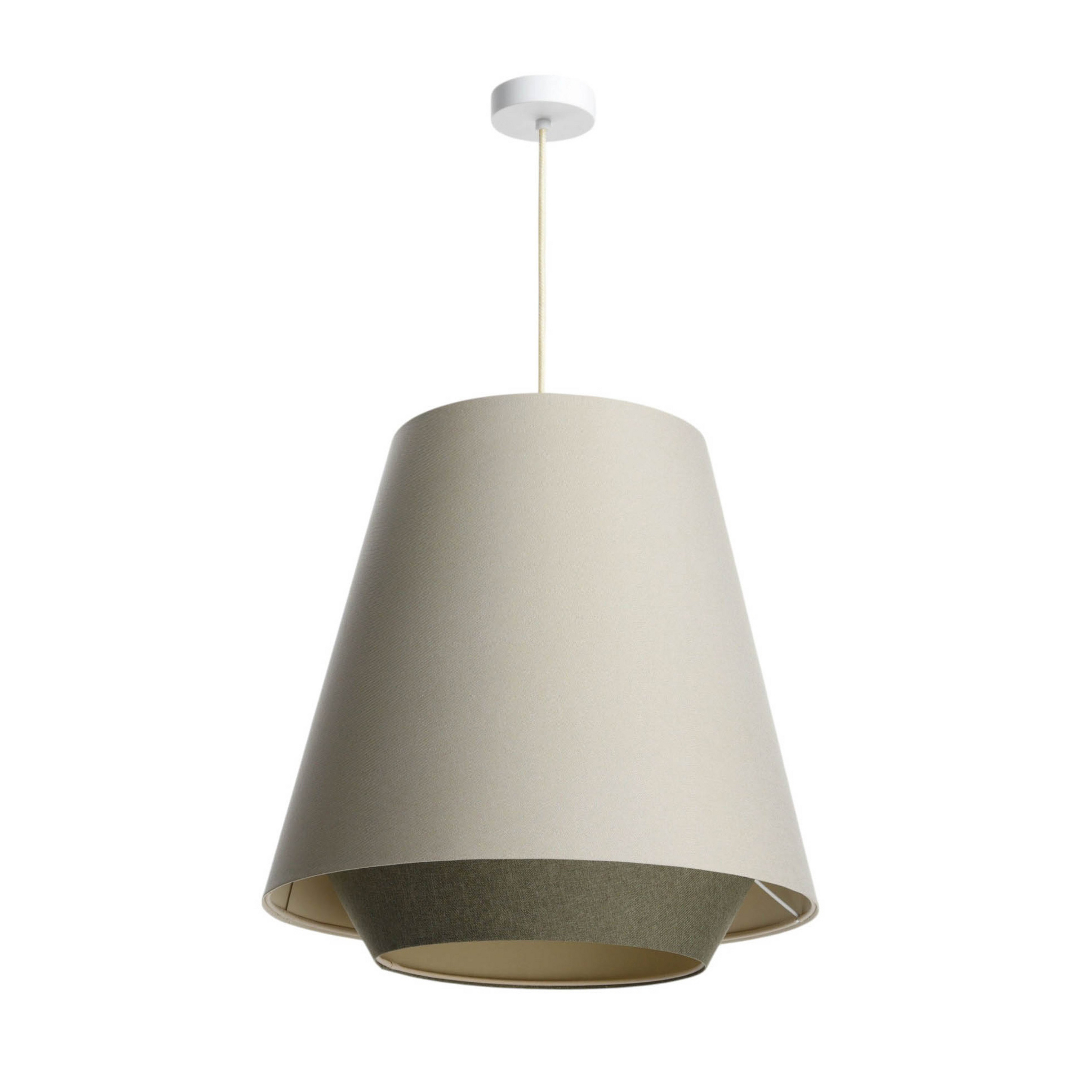 Candeeiro suspenso Sensei doblo, creme/verde, Ø 50 cm, têxtil