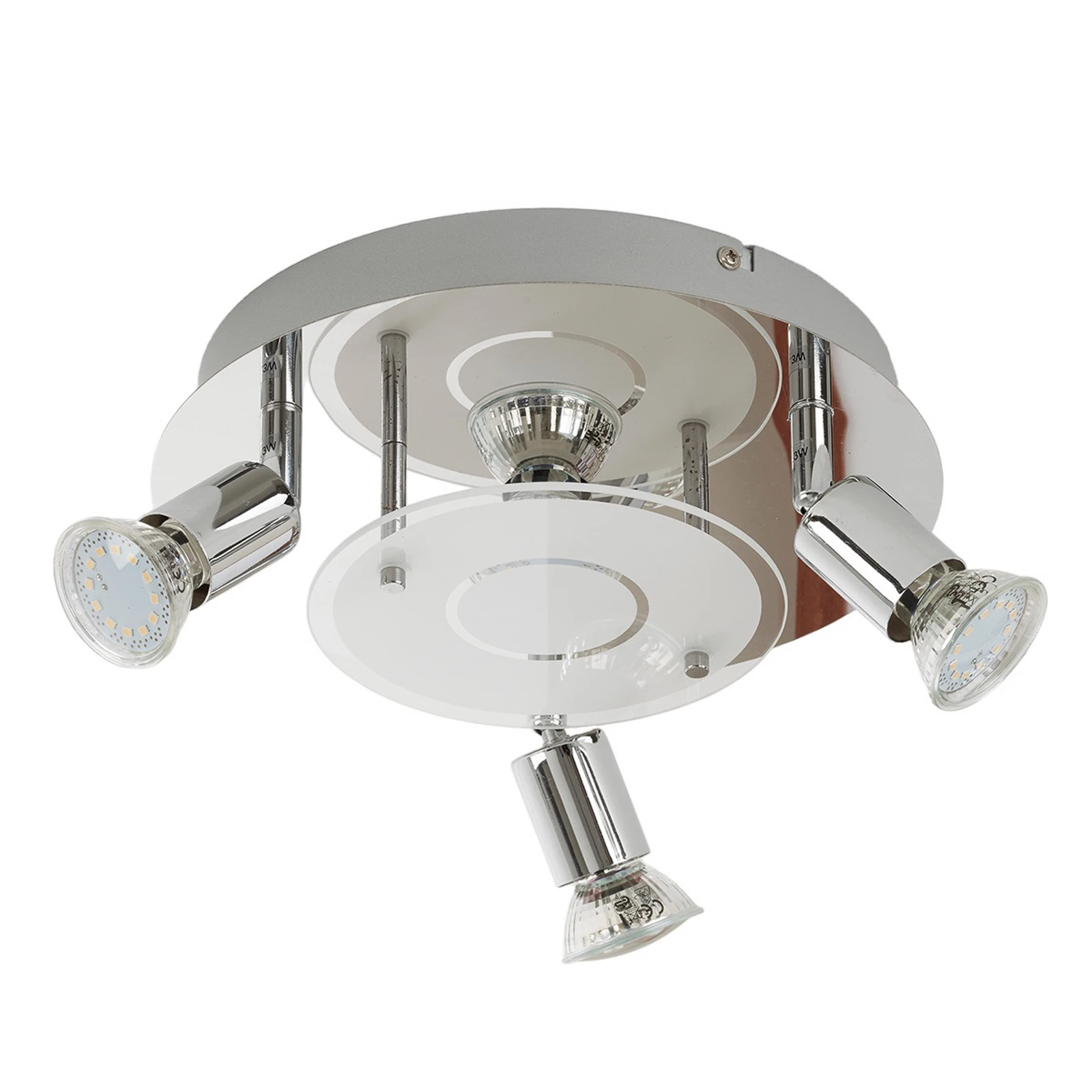 Orna plafondlamp, rondel, 4-lamps, chroom