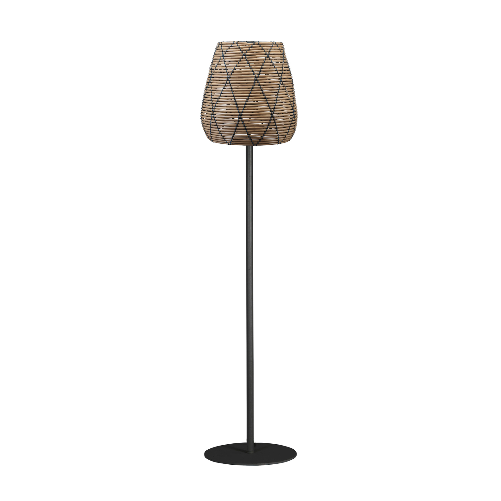 PR Home Лампа за вътрешен двор Agnar Lollo, сива, ратанова визия, 154cm