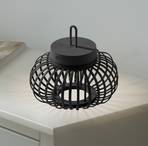 JUST LIGHT. Akuba lampa stołowa LED akumulatorowa czarna bambus 22 cm
