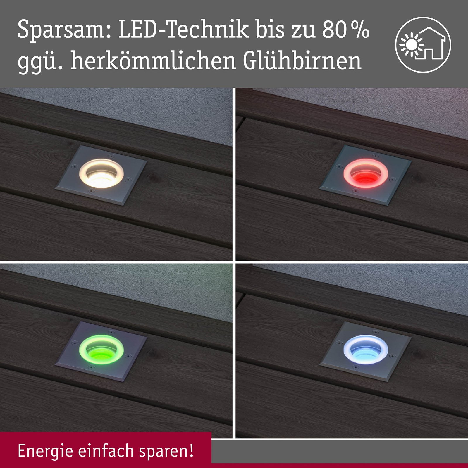 Floor Spot à Enterrer Extérieur Square IP67 SWR Brossé Iron/Alu - Paulmann