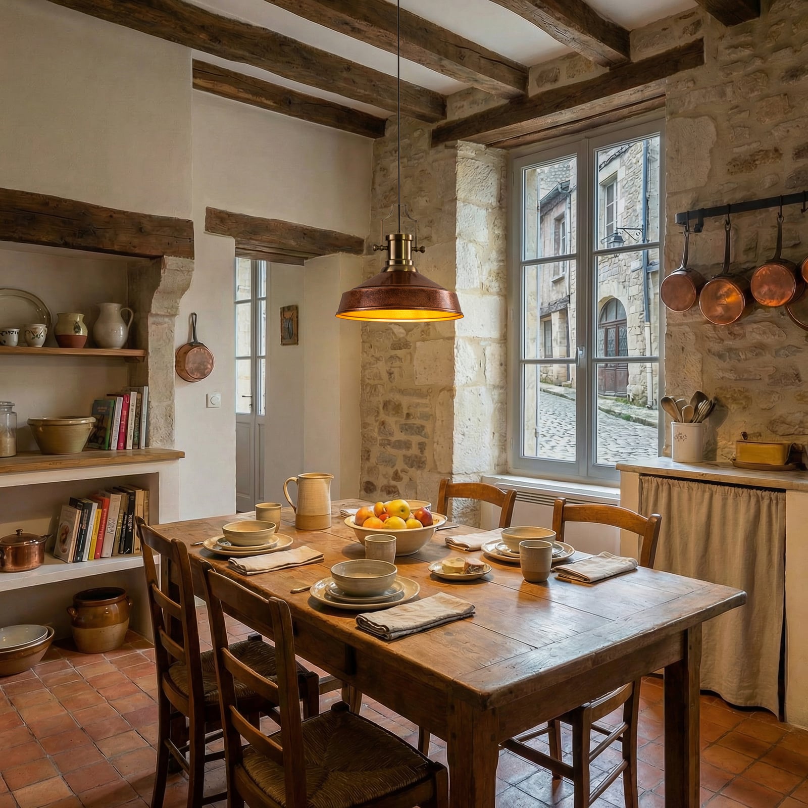 Augusta pendant light, copper/gold, Ø 40 cm, metal