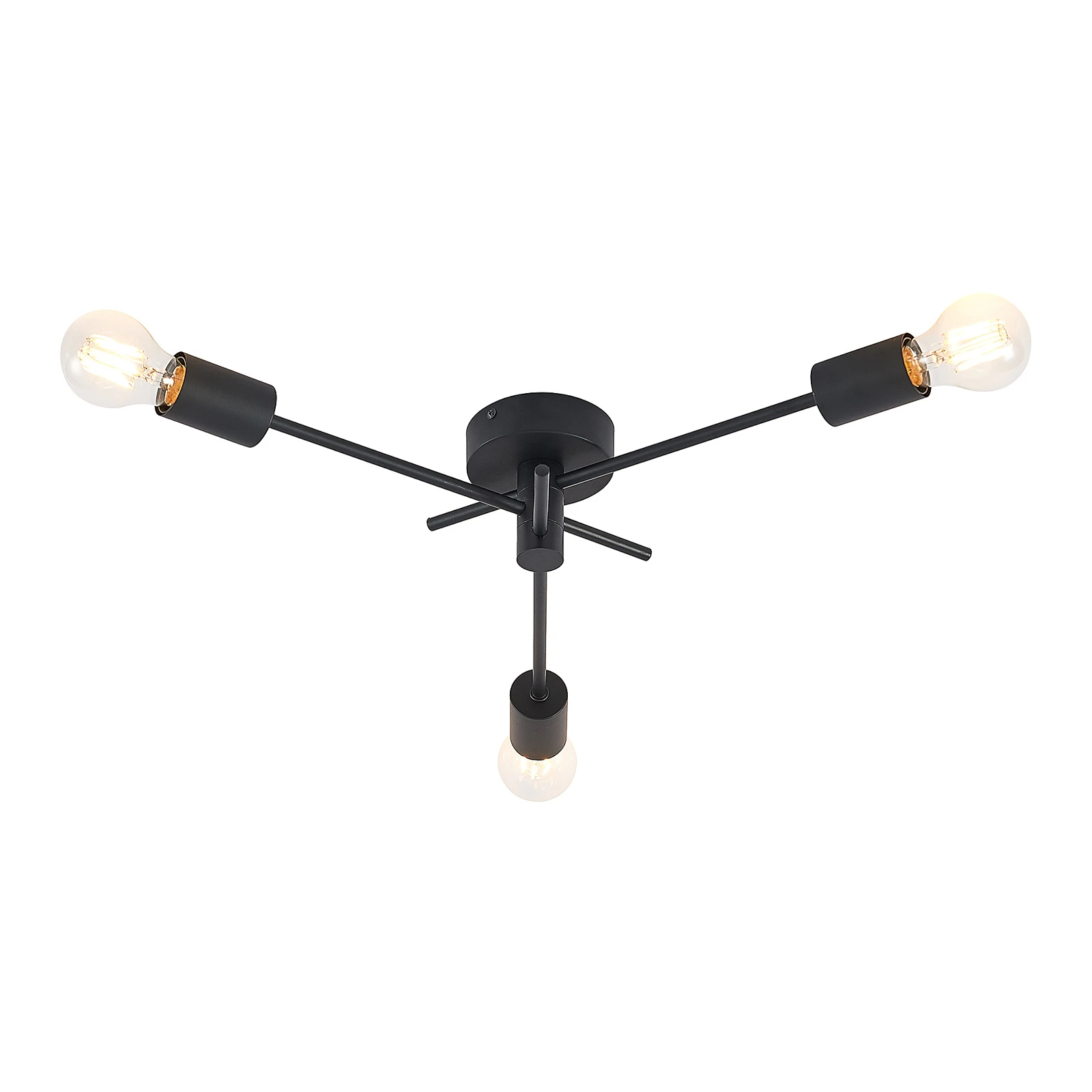 Lindby Plafonieră Cerros, 3 becuri, negru, metal