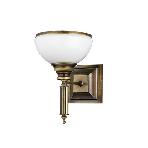 Wandleuchte Petro, antik mit Glasschirm