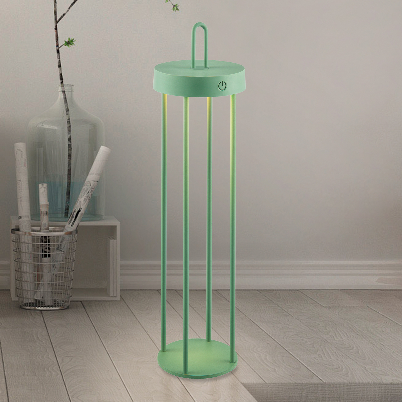 JUST LIGHT. Anselm LED įkraunama stalinė lempa, žalia, 50 cm, geležis