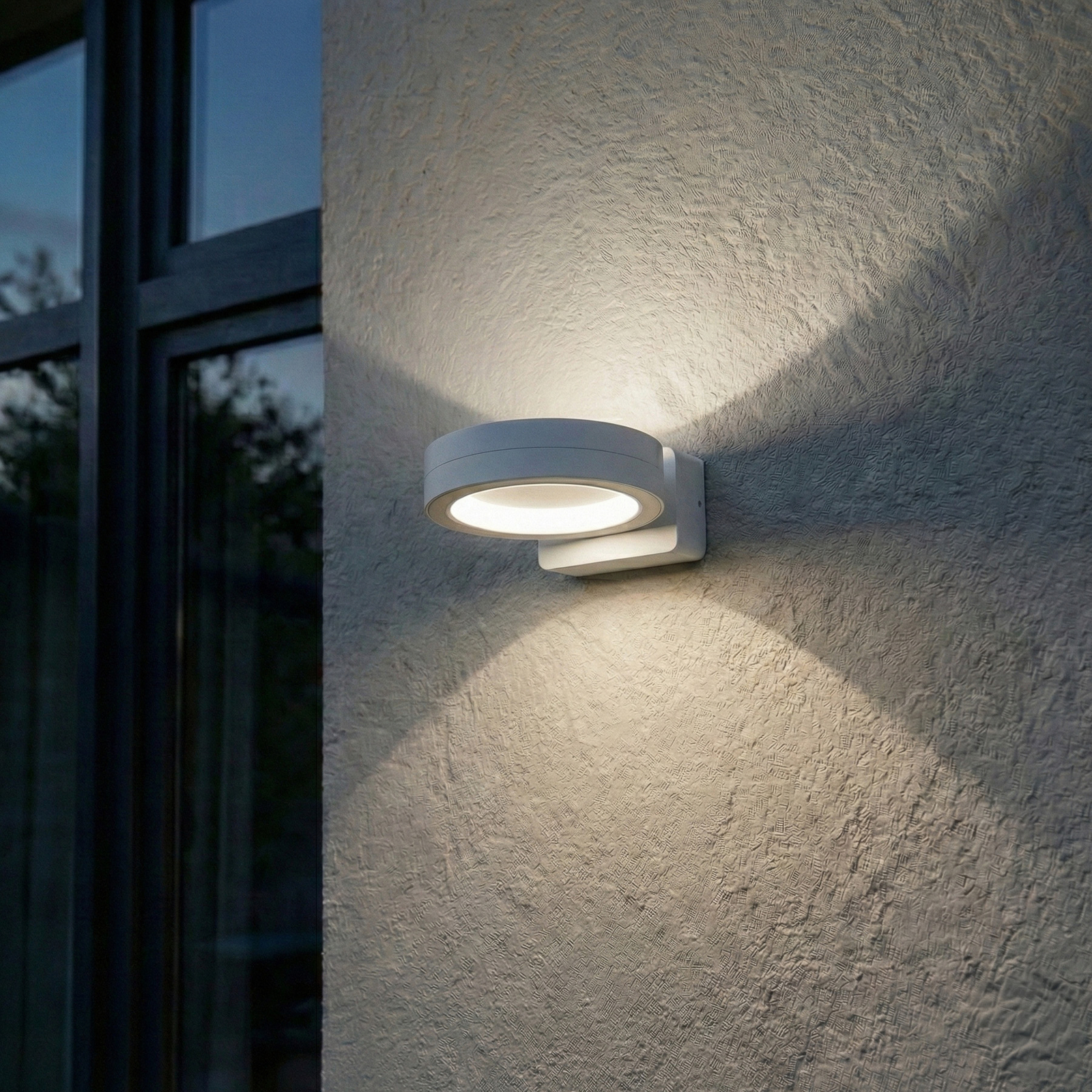 Selviro Applique da esterni LED, Ø 20 cm, bianca, IP65 - Lindby