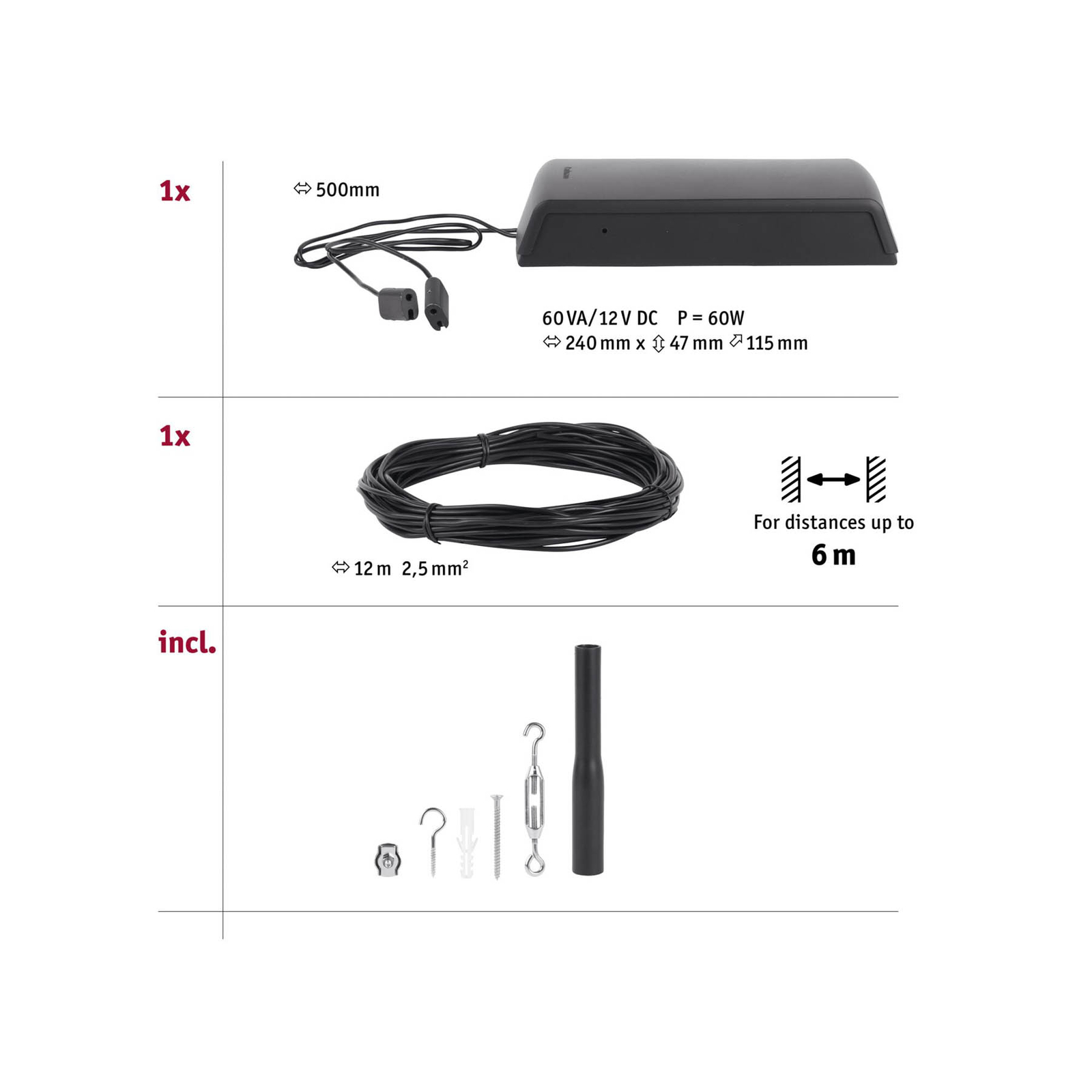 Paulmann Wire kit basic câble sans les spots, noir
