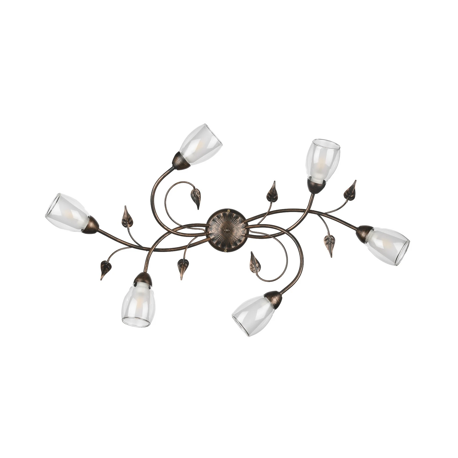 Liliana ceiling light, 6-bulb, black, red gold, metal
