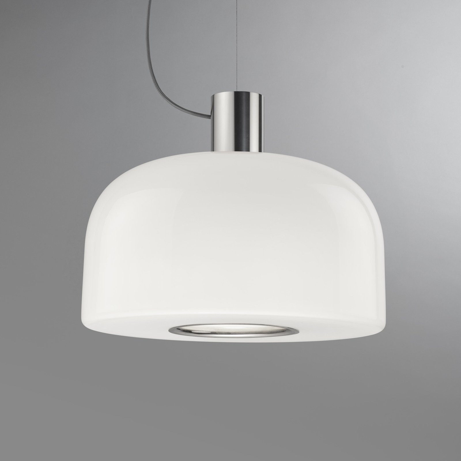 FLOS Bellhop Glass S2 pendant light, aluminium-coloured, Ø 45 cm