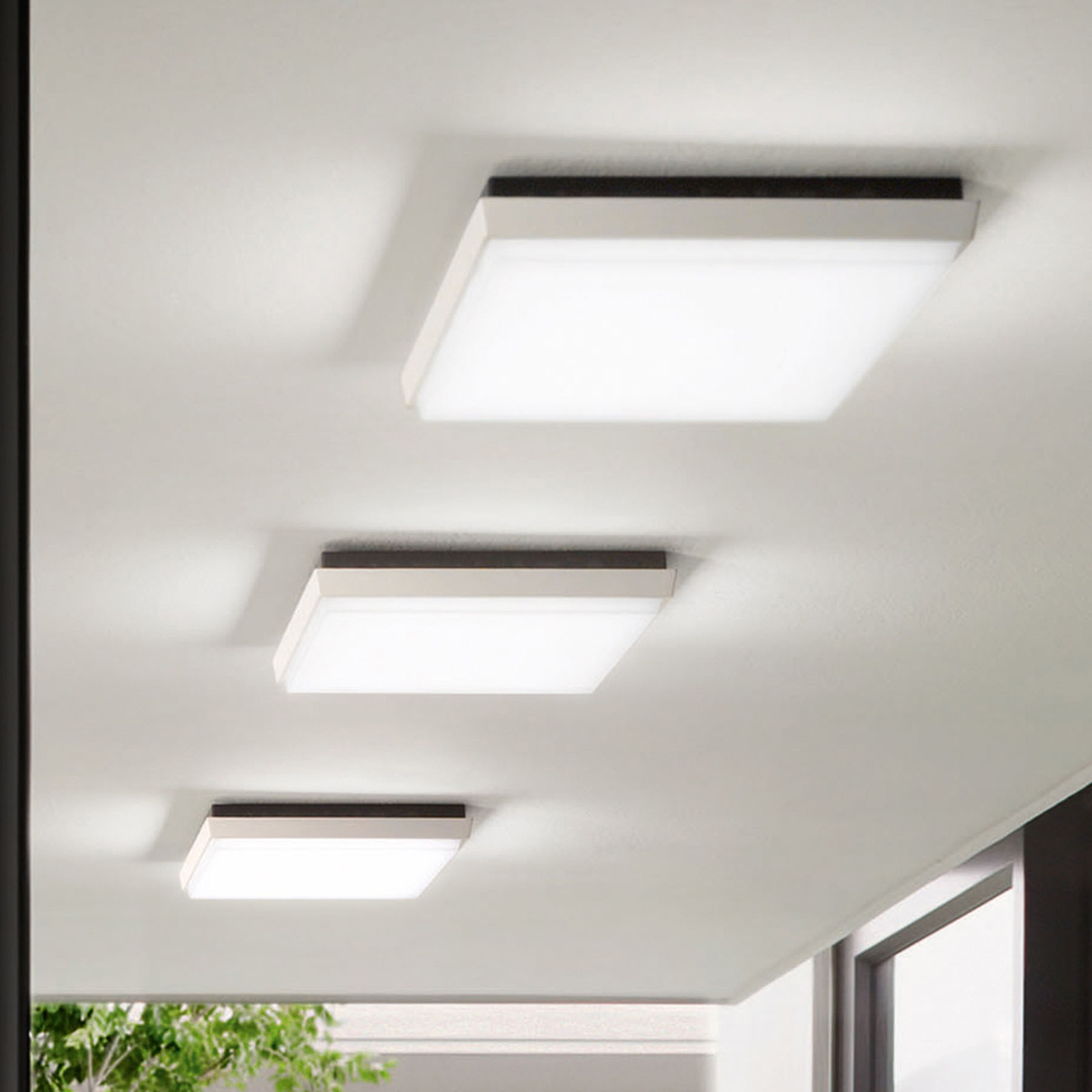 Desdy LED outdoor ceiling light, 30x30 cm, white