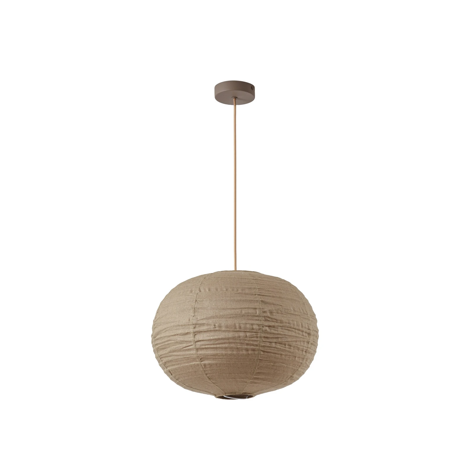 Suspension Lindby « Autumn », taupe, Ø 40 cm, lin, forme sphérique