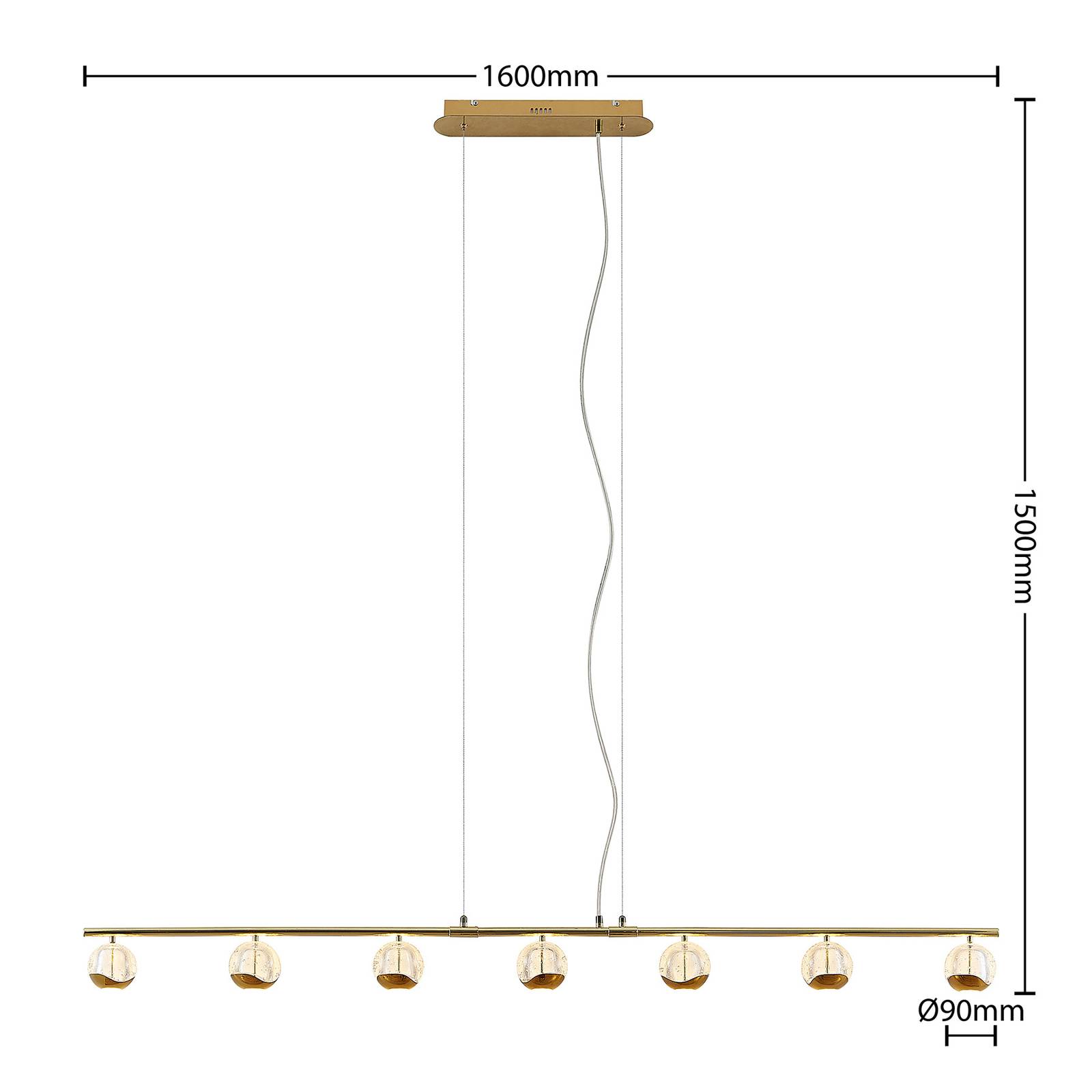 Lucande Kilio lampa wisząca LED, 7-pkt., złota