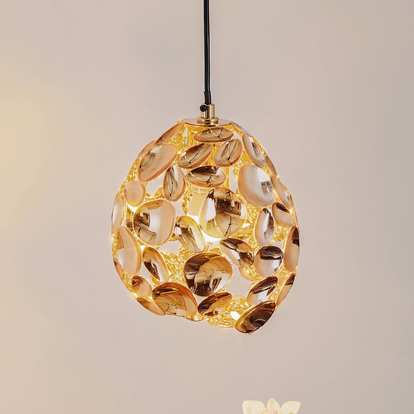 Lampa wisząca LED Narisa Ø 18 cm różowa/brązowa