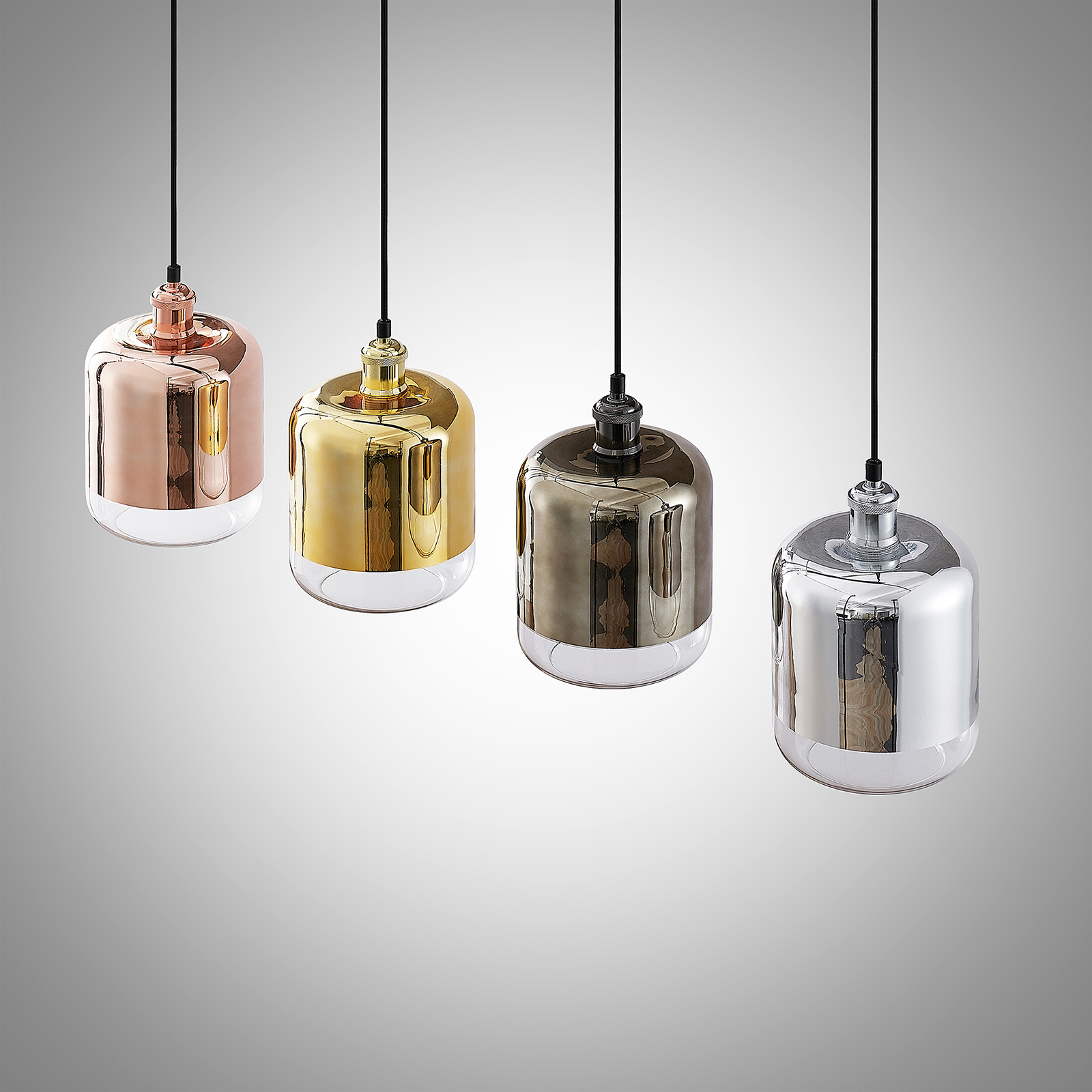 Lindby Tallinn hanging light, glossy lampshades