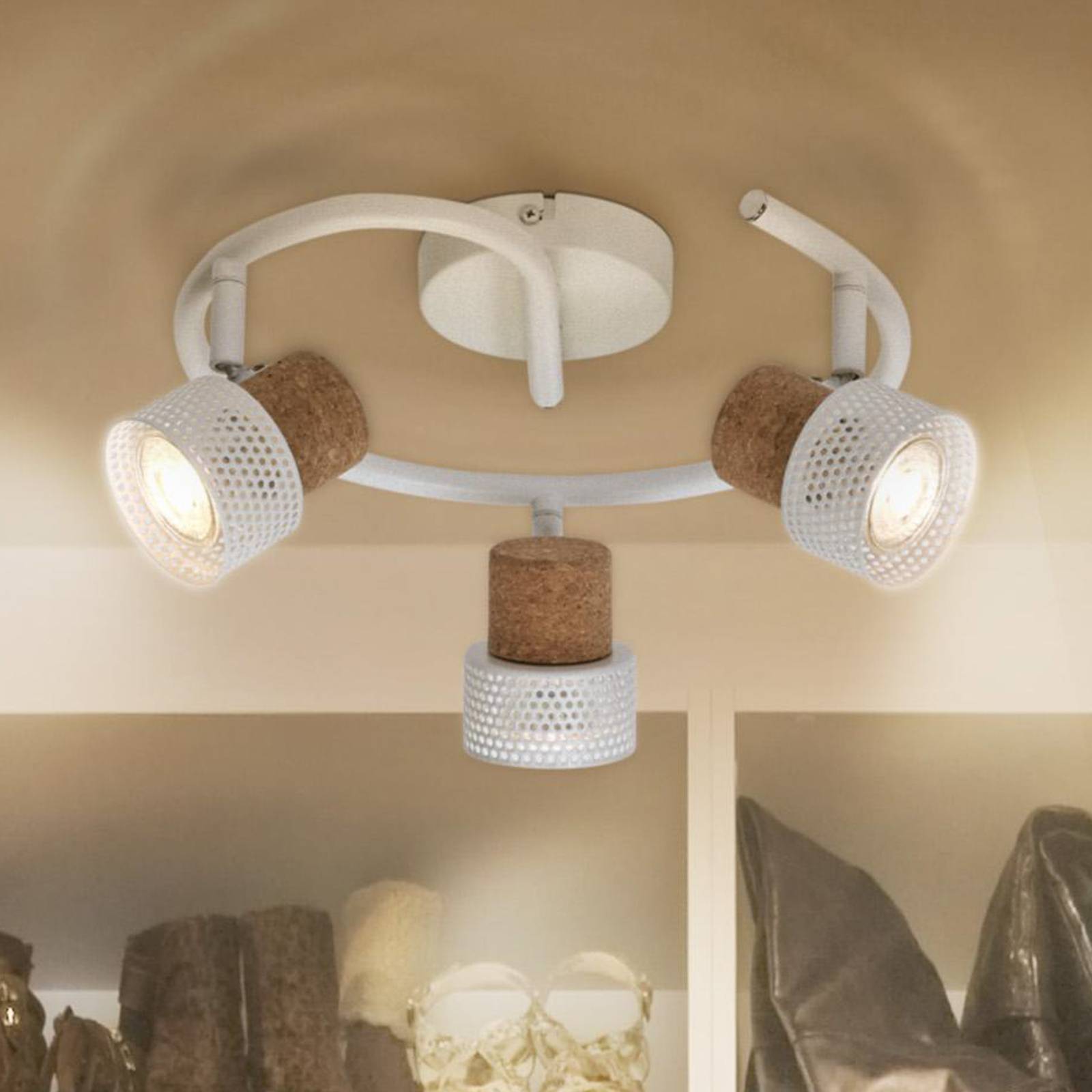 LEDVANCE Spot pour plafond LED Cork GU10 3 lampes spirale blanc