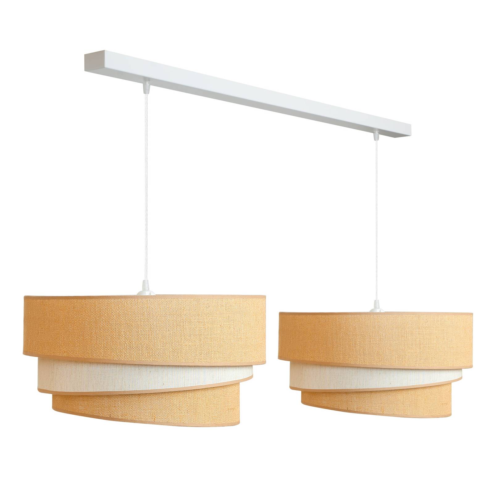 Hänglampa Trio jute, naturbrun/vit, 2 lampor