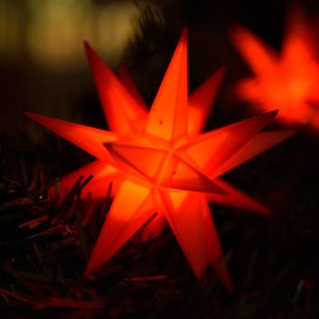 LED-lyslenke med 9 stjerner til utendørsbruk, rød
