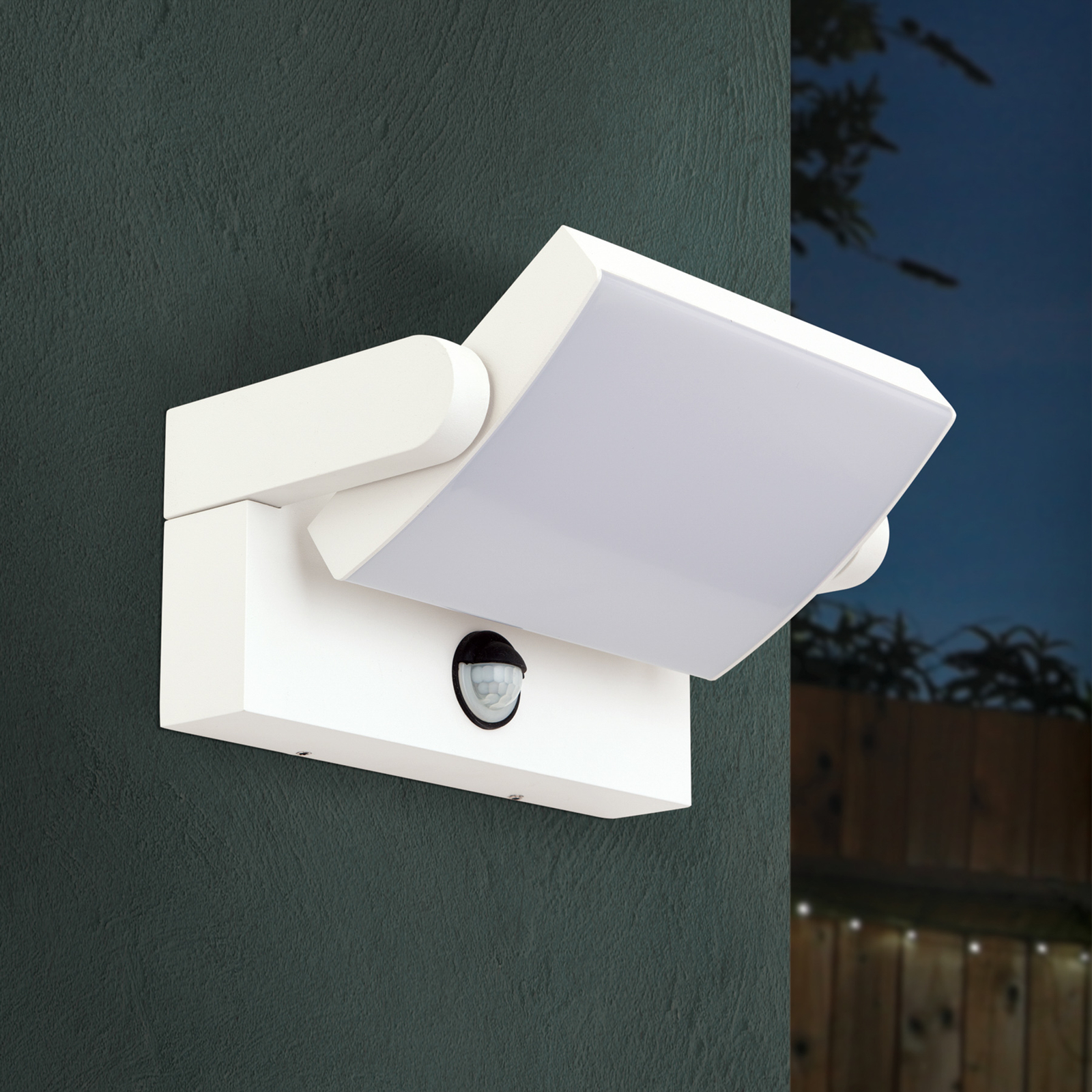Candeeiro de parede exterior LED Ginger com sensor, branco, IP54